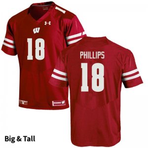 Men's Wisconsin Badgers NCAA #18 Cam Phillips Red Authentic Under Armour Big & Tall Stitched College Football Jersey NB31I50KH